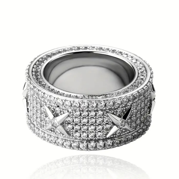 Jewelry - Amazing X Statement Ring with Zircon Paved Stones